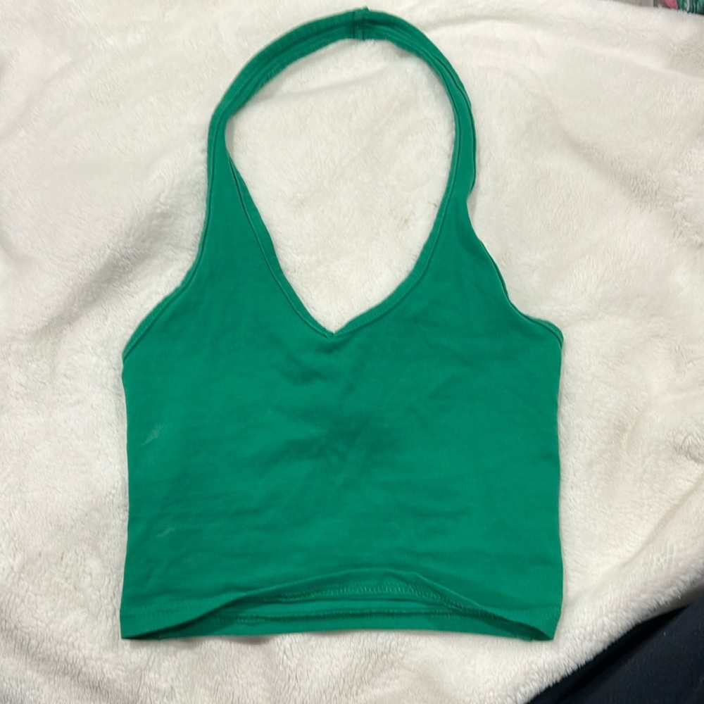 Bright green halter top